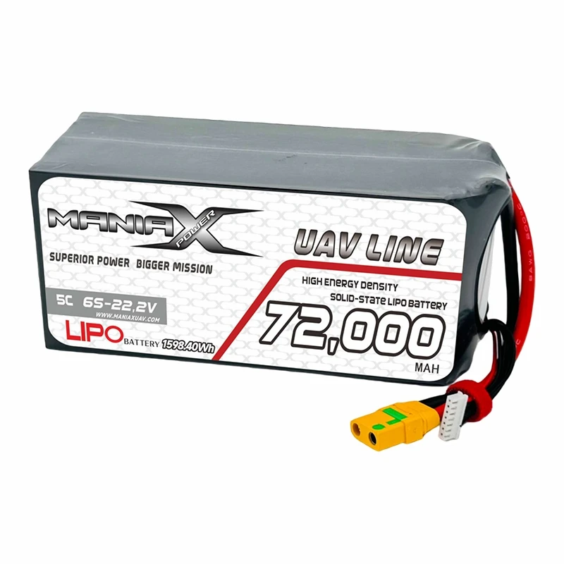 400Wj/Kg Pepejal-Keadaan Lipo 6S-22.2V 72,000mAh 5C Drone/ UAV/eVTOL/Bateri Berbilang Rotor
